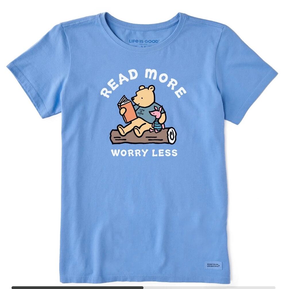 Life is Good Women's Winnie Read More Worry Less Short Sleeve Crusher Tee Small